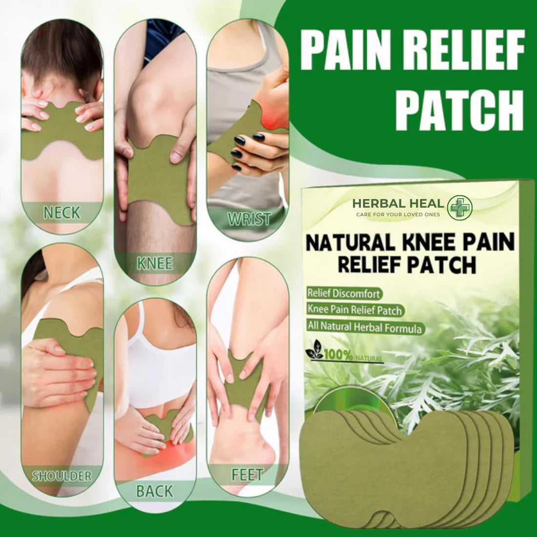 HERBAL HEAL™ Glucocare Knee Patches – Instant Pain Relief